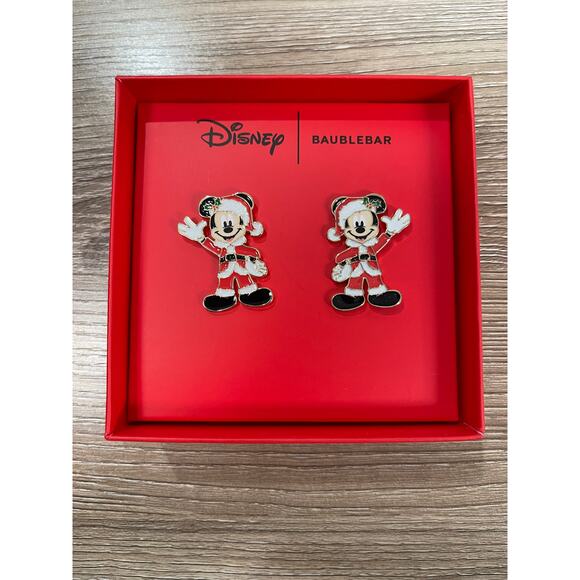 Disney Baublebar Mickey Mouse Santa Stud Earrings NEW Christmas Holiday Gift - Picture 3 of 7